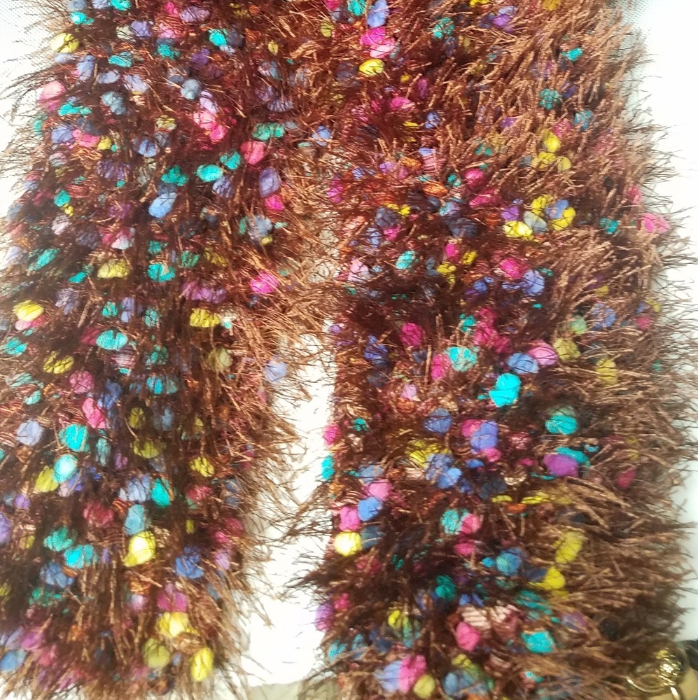 Mori girl knitted fuzzy scarf multi colored 60in